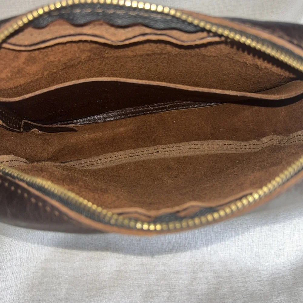 Portland Leather Large Leather Camera Bag, Cold Brew Brown Pebbled